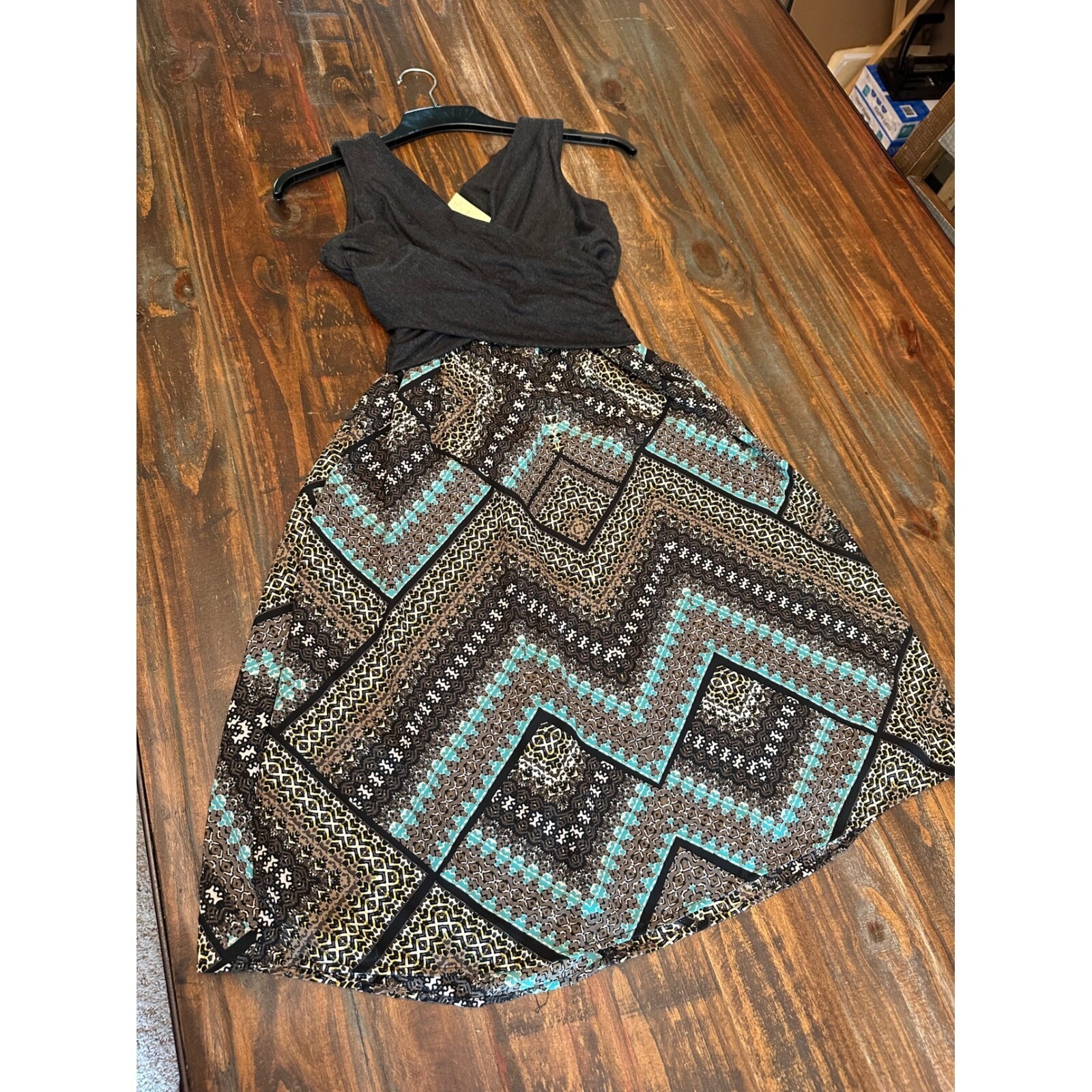 Amadi By Anthropologie Lola Dress Sleeveless Geometric Print Casual Woman's Xs